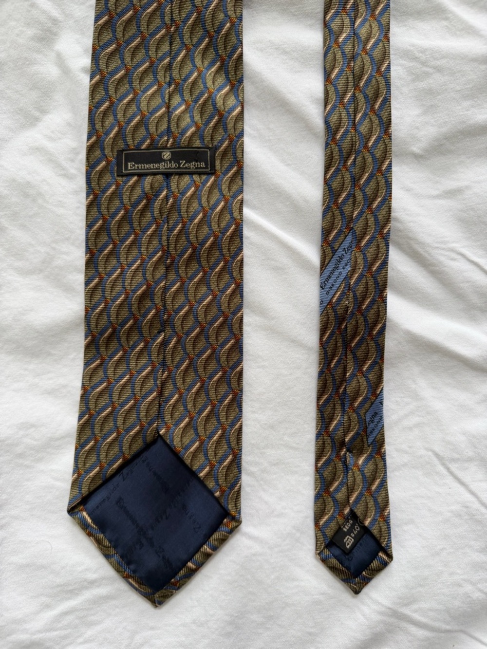 Ermenegildo Zegna Men's Patterned Silk Tie in Brown and Blue